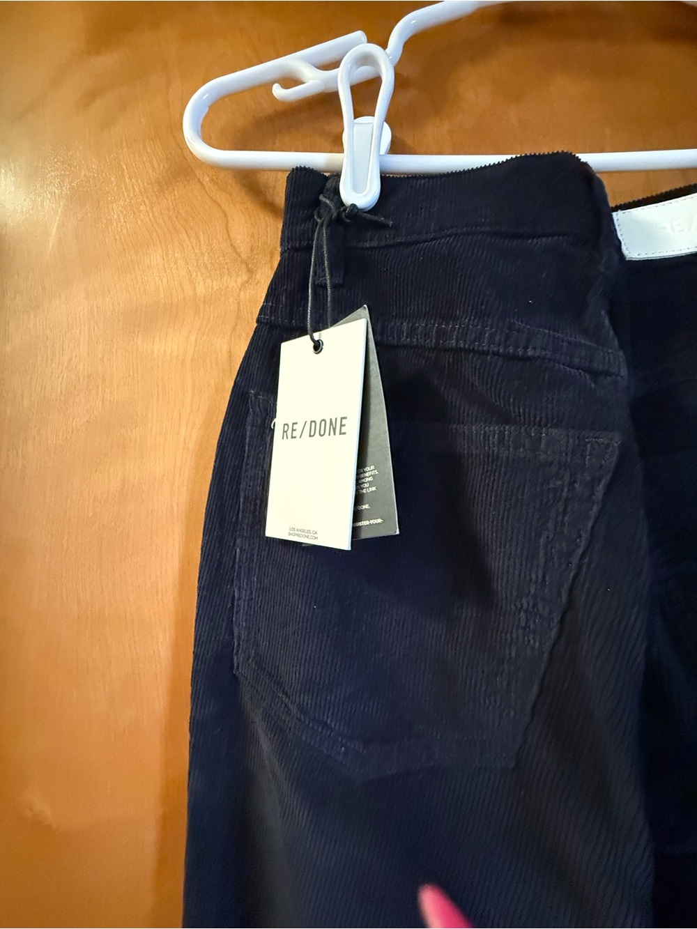 Re/Done Navy Blue Corduroy High-Rise Wide Leg Pants - Picture 3 of 4